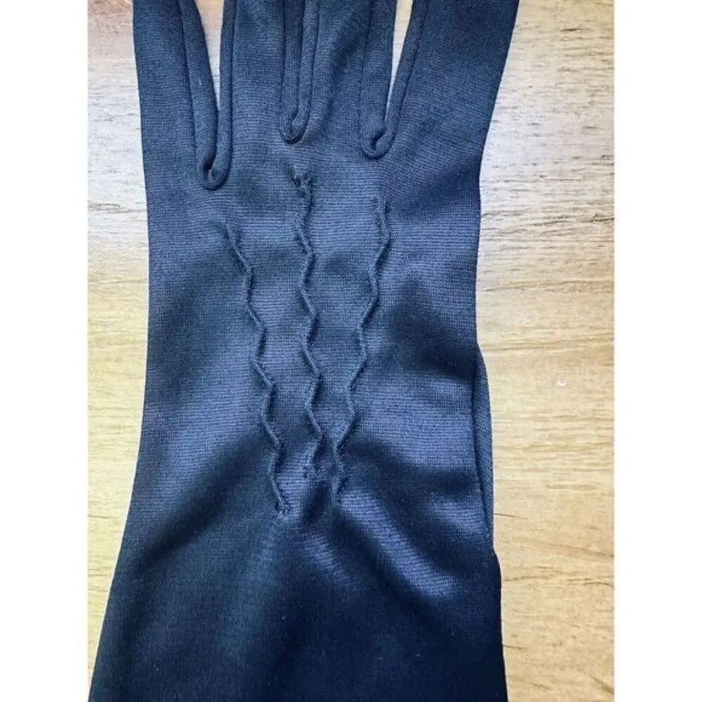 Vintage‎ Ladies Black Gloves Detail Ruching Size S